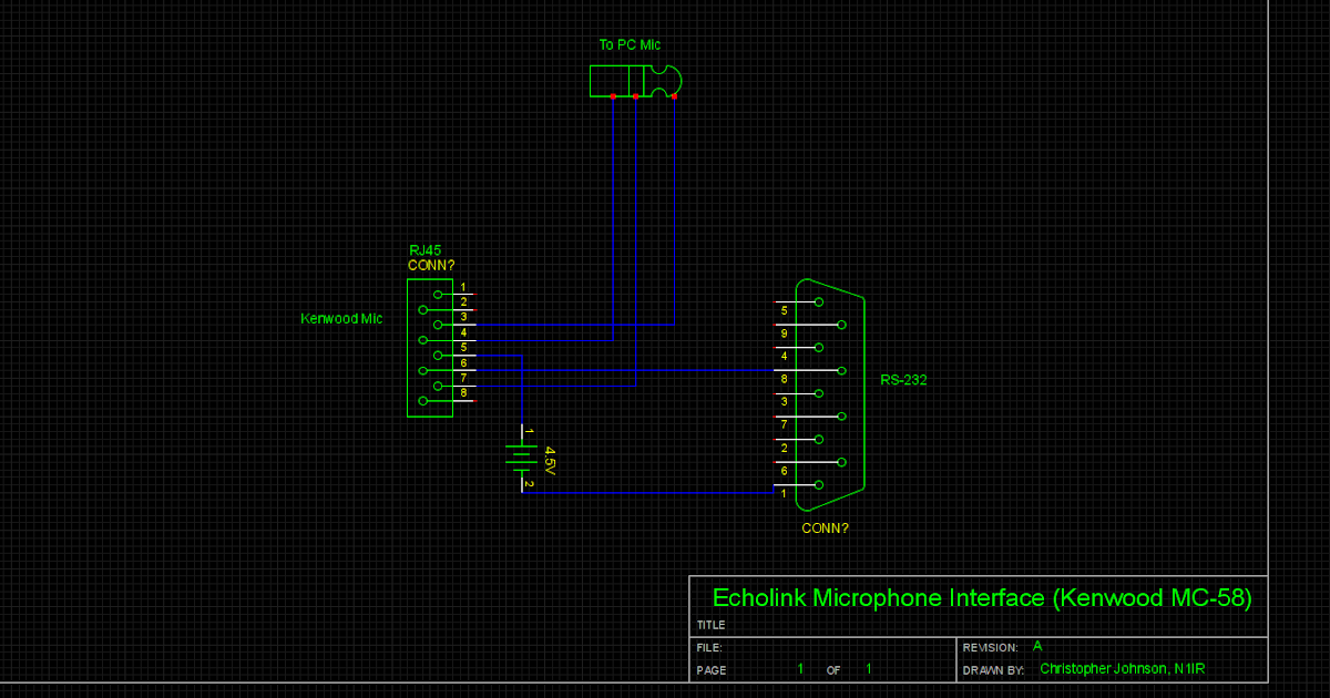 N1IR Electronics site Echolink Microphone Interface (Kenwood MC58)