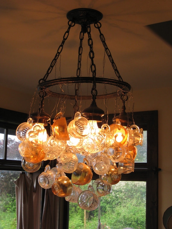 Dishfunctional Designs Crafts Home Decor Made With Teacups Saucers Punch Up Chandelier Via Ecofirstart