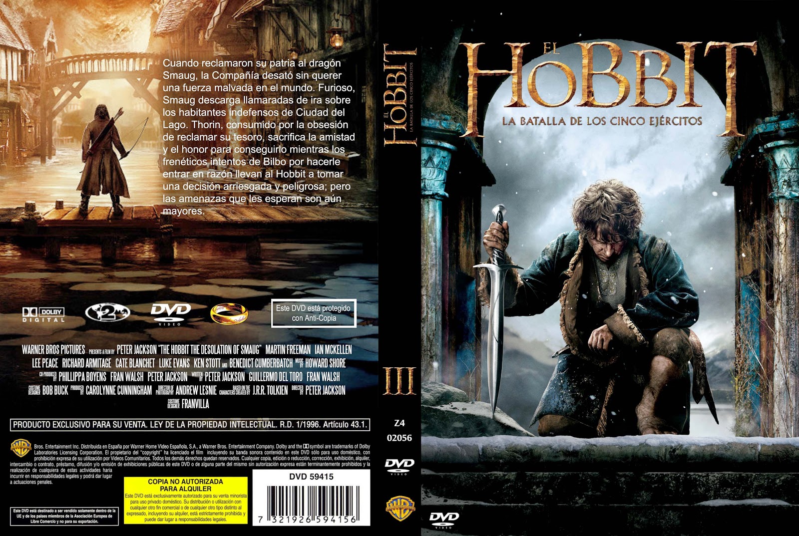 The Hobbit The Battle Of The Five Armies Dvd Cover 2014 Espanol