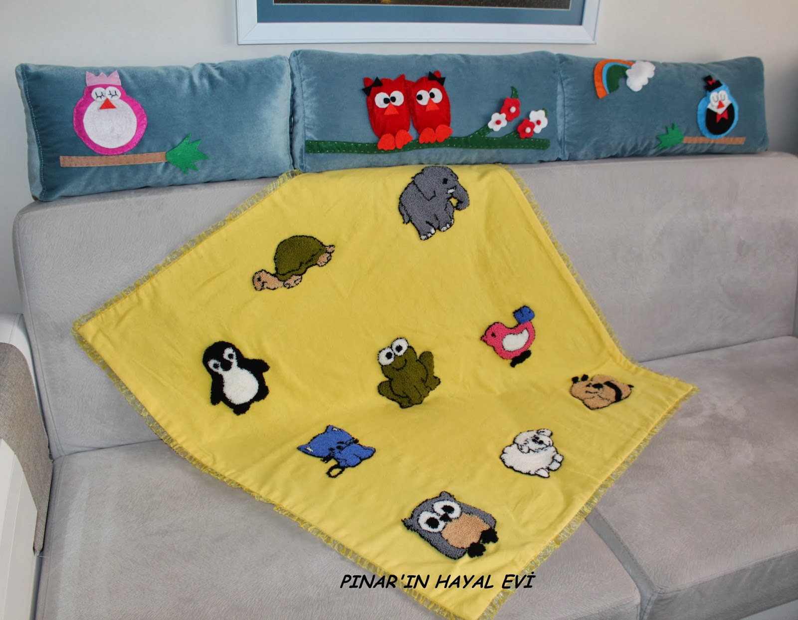 PINAR�IN HAYAL EVİ panç işi bebek battaniyesi