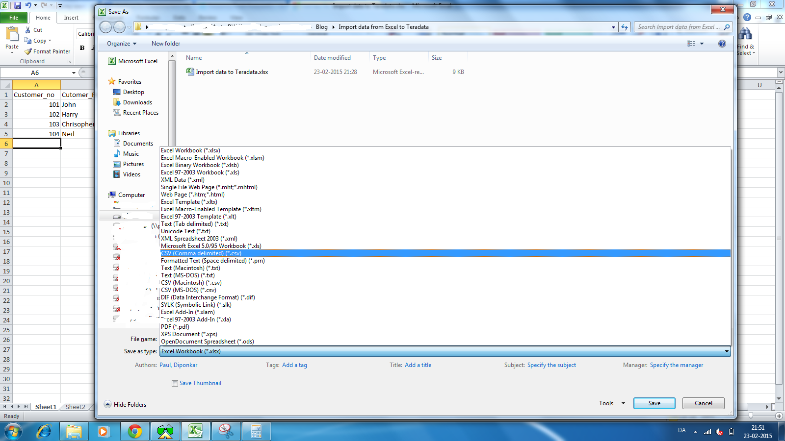 It's all about Data Insert data from Excel to Terdata table via SQL