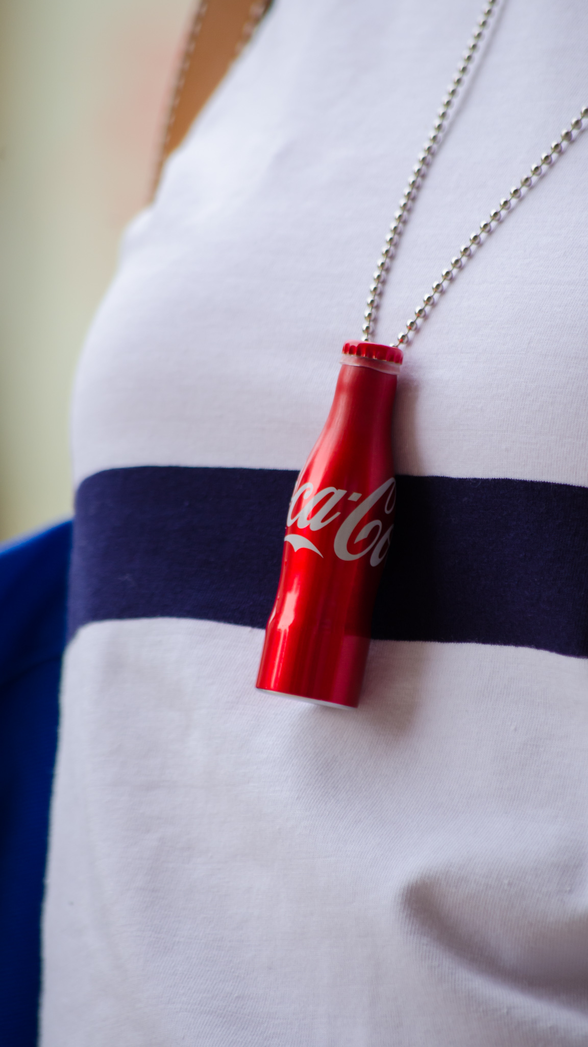 stripes maxi dress blue coca cola bottle converse red blue bag navy jeans jacket