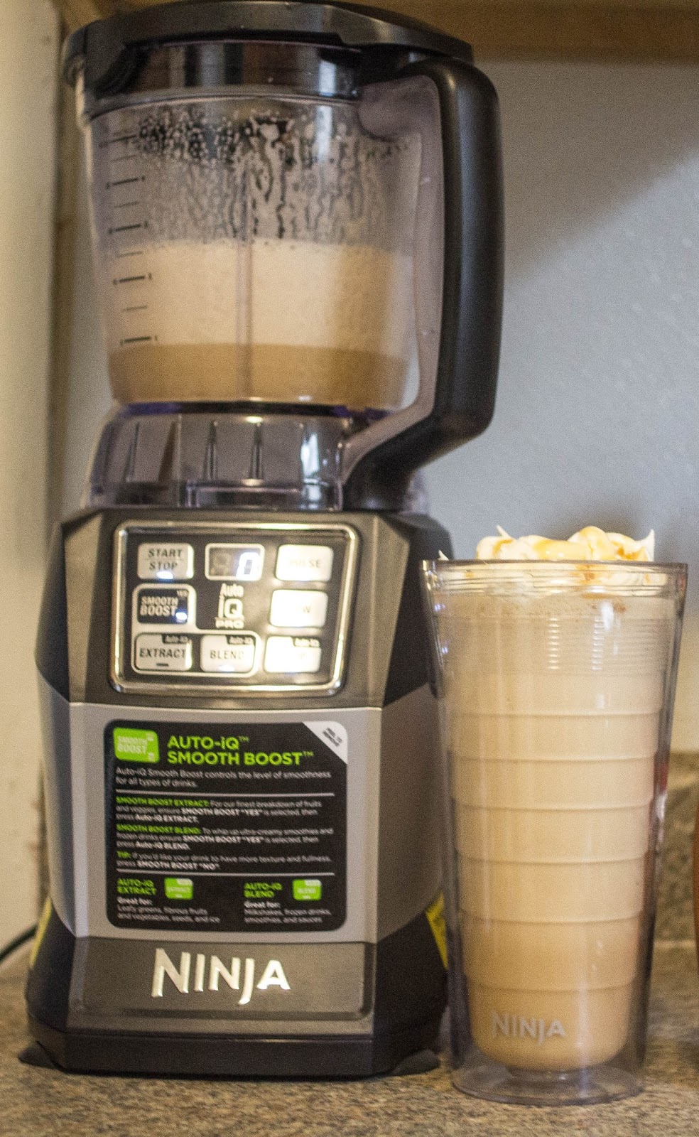 Make your Caramel Frappe at home with the #Ninja Auto IQ Smooth Boost  blender #HolidayGiftGuide - Creative Little Carrie