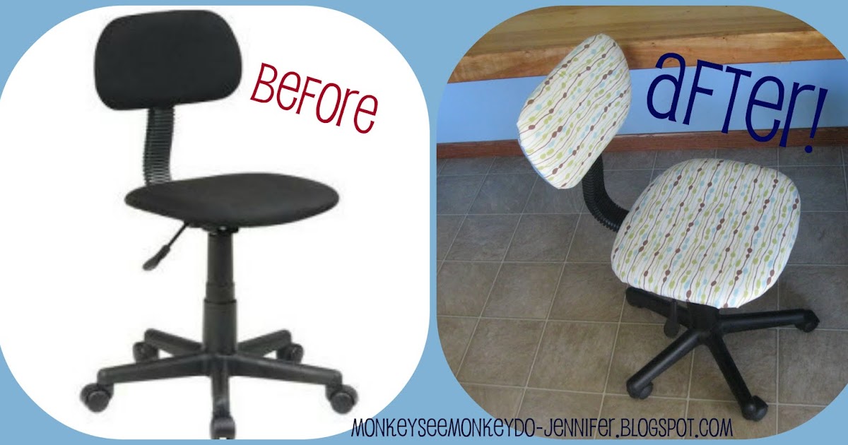 Monkey See, Monkey Do! Desk Chair Reupholstery Before & After