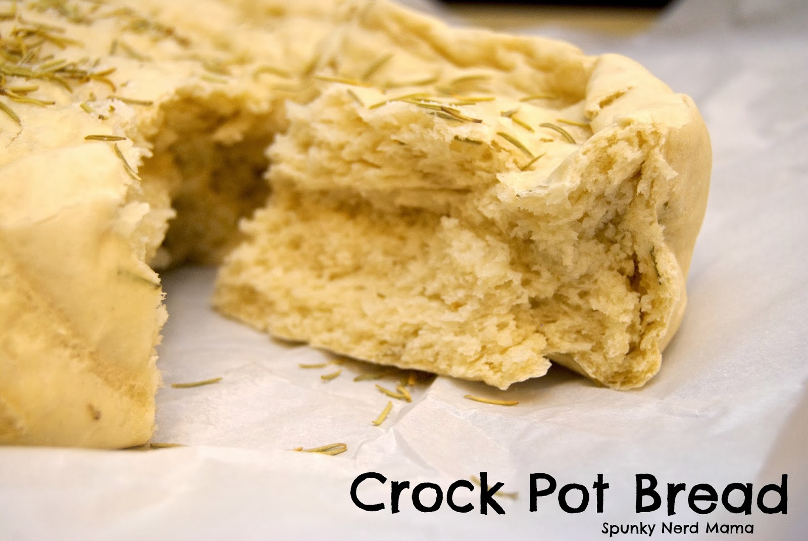 spunky nerd mama Rosemary Olive Oil Crock Pot Bread!