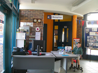 lonely boy in unmanned reception desk