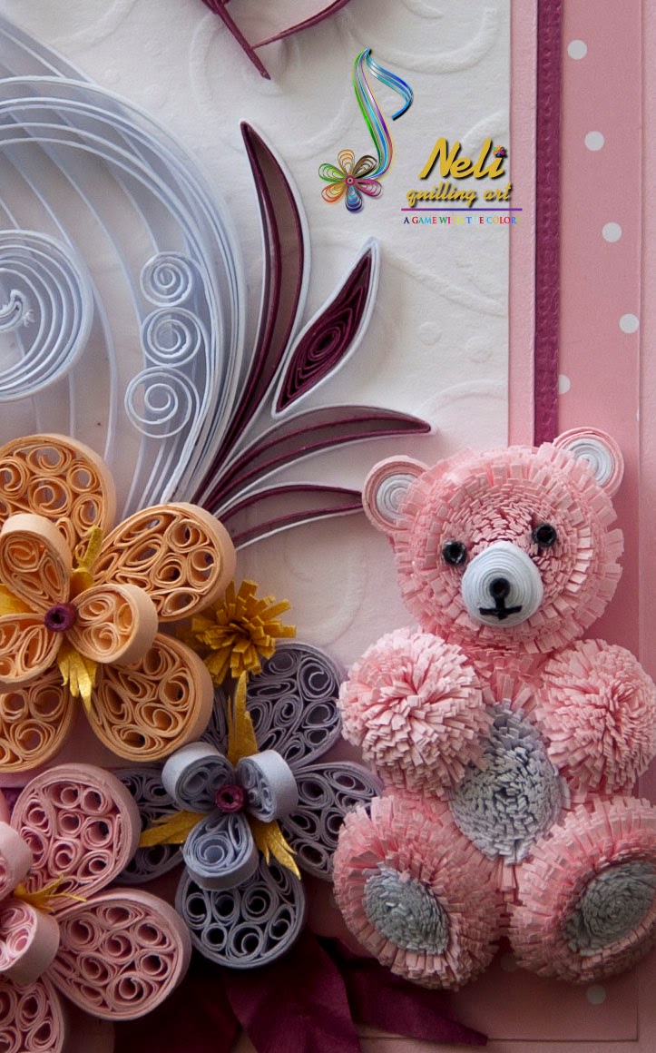 Neli Quilling Art Quilling card and teddy bear