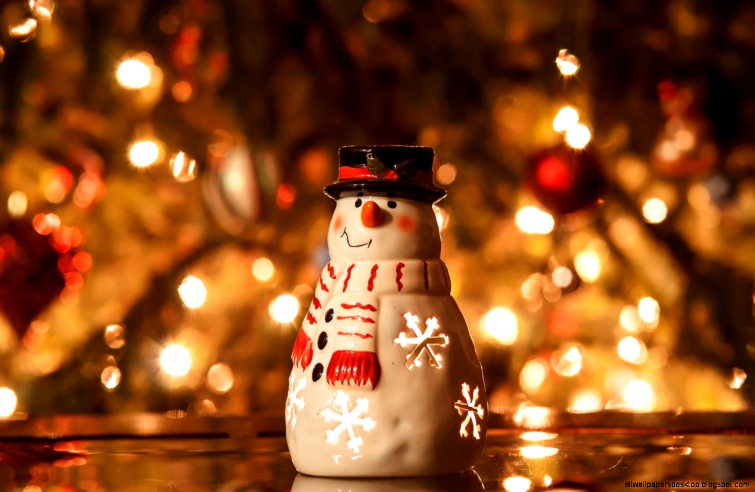 Snowman Candle Christmas Tree Hd Wallpaper