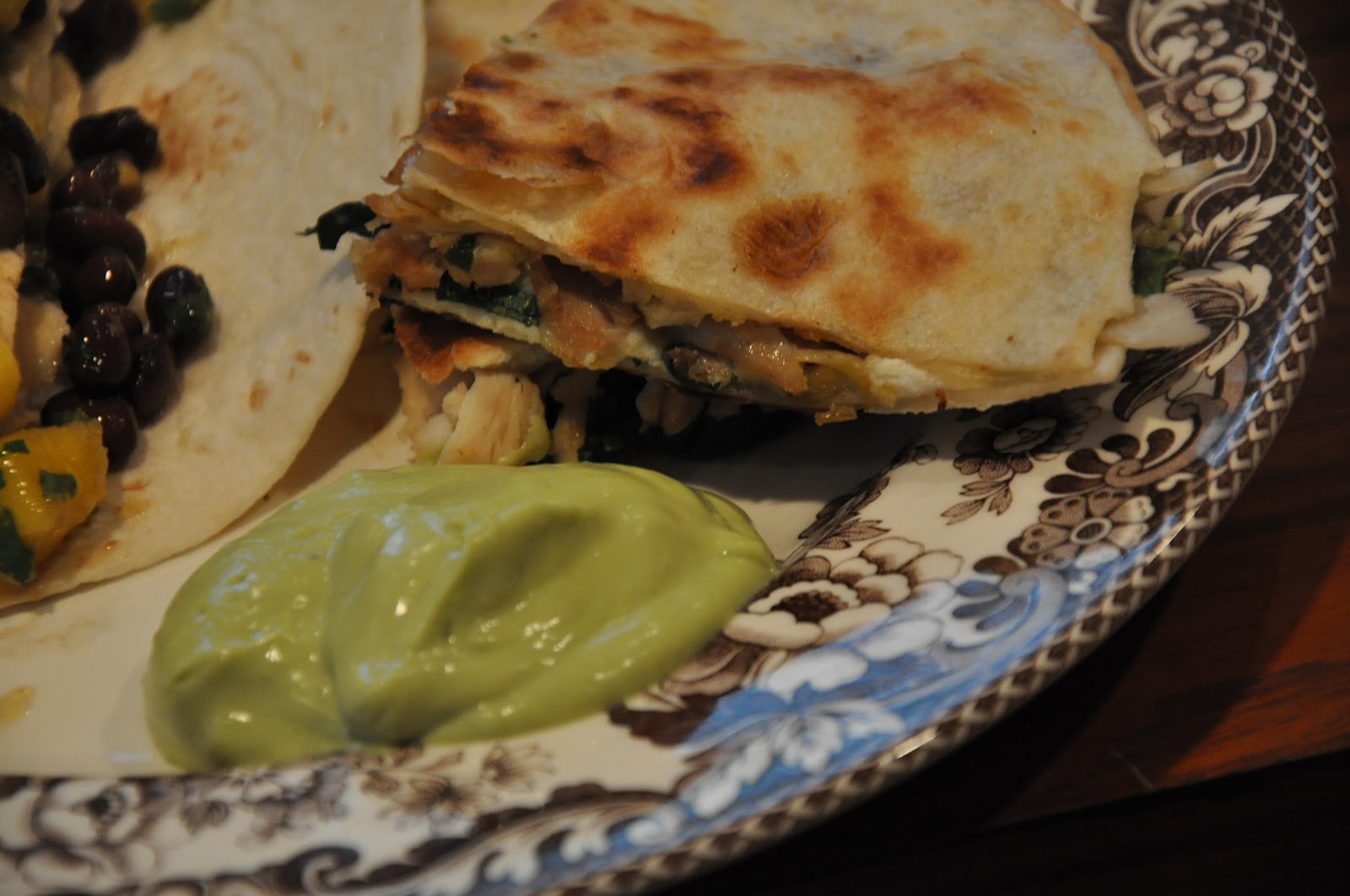 Elizabeth Ann's Recipe Box Chicken, Spinach, Goat Cheese Quesadillas