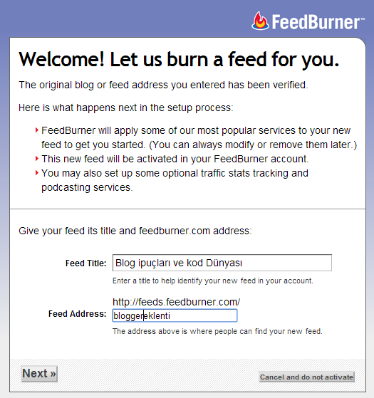blogger feedburner ekleme blogger feedburner kurulumu