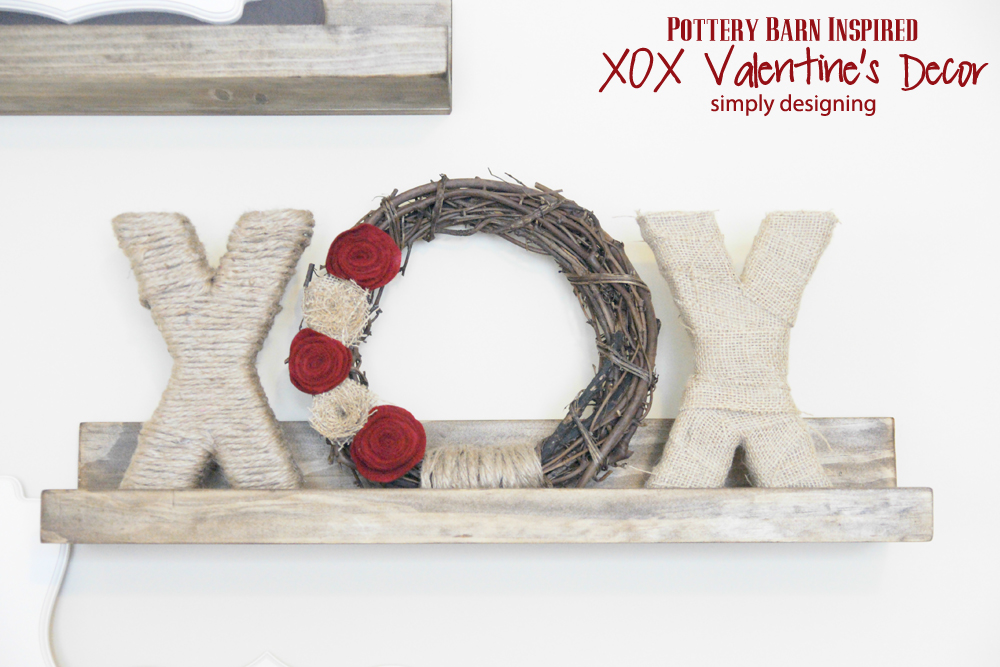 XOX Shabby Valentine's Decor {Pottery Barn Inspired} | #tutorial #crafts #diy #valentinesdecor #decor #valentinesday #xoxo