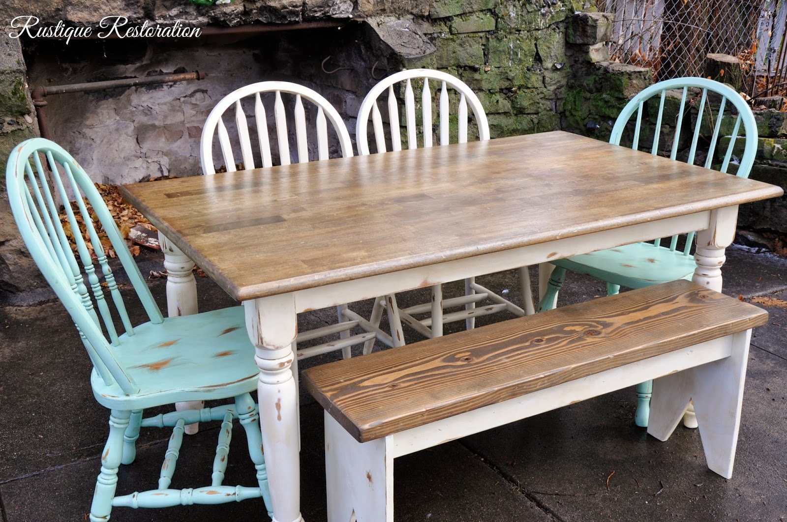 Rustique Restoration Distressed Farmhouse Table with a Glaze