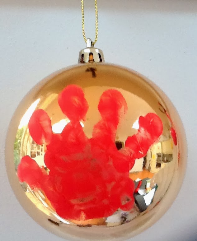 baby handprint bauble