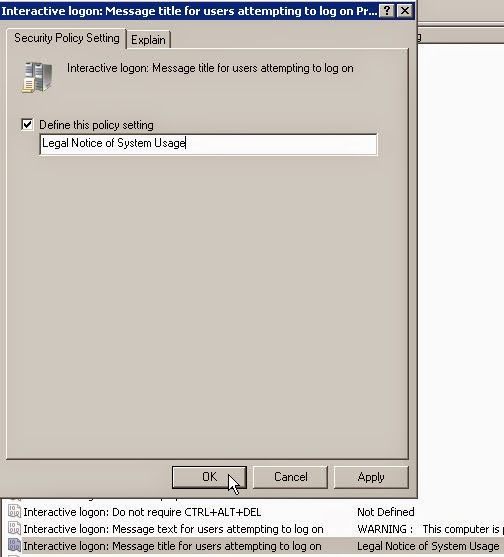 Deploying Legal Notice Logon Banner In Domain Computers Ict For