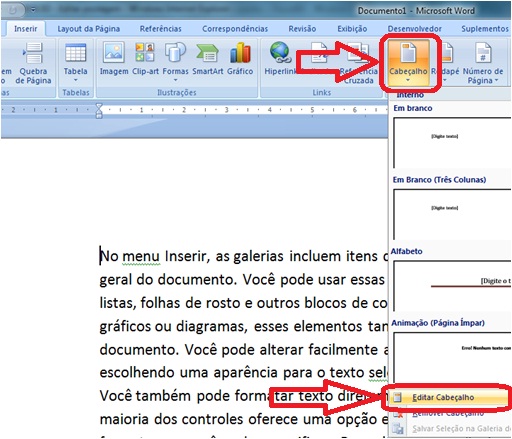 Digitando e editando textos no word 2007 