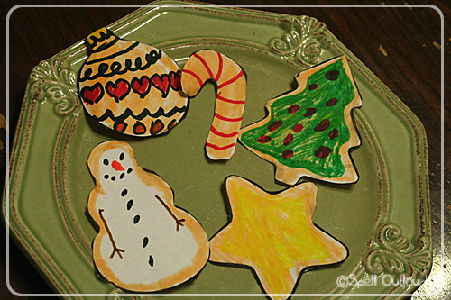 Drawing colorful christmas cookies isolated whitegingerbread stock Christmas Cookies