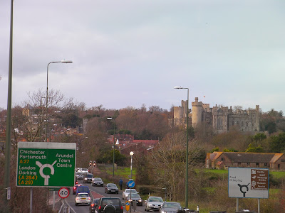 arundel causeway with a27 roundabout sign to portsmouth