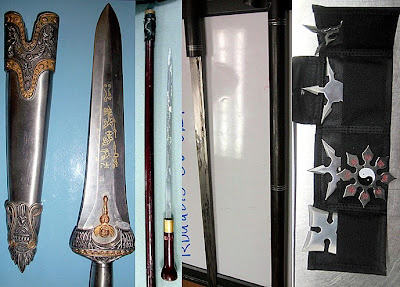 (L-R) Dagger (AUS), Cane Sword (CAK), Cane Sword (RDU), Throwing Stars (SAN)