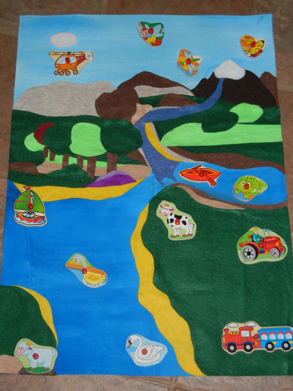 "Making Montessori Ours" Make a Land Water & Air Mat