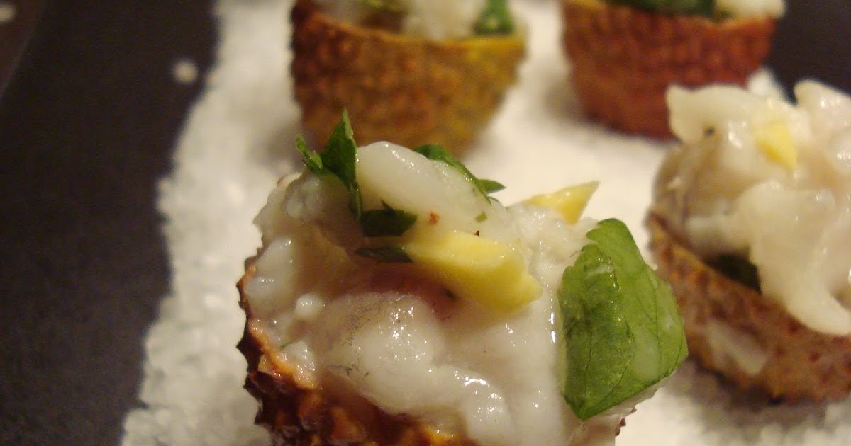 Sea bass tartar with litchis