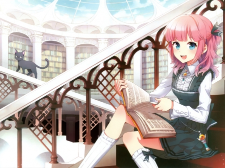 Se buscan COLABORADORES para grupo de BETA READERS Anime+girl+reading+on+stairs