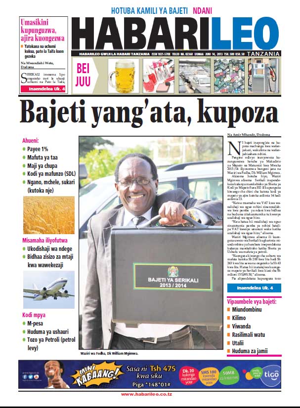 PATA VICHWA VYA HABARI VYA MAGAZETI YA LEO JUNI 14,2013 NCHINI