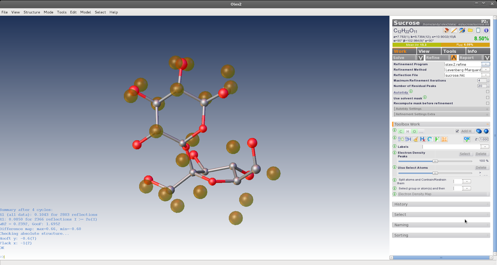 Olex is an immensely powerful Crystallography program