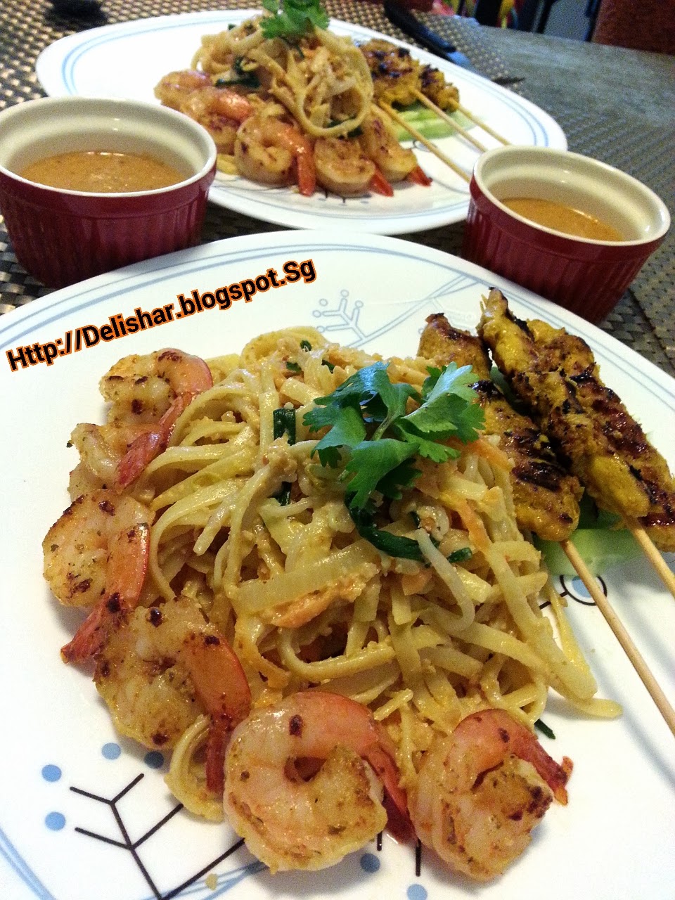 Spicy Peanut Sauce Pasta with Shrimp Delishar Singapore Cooking