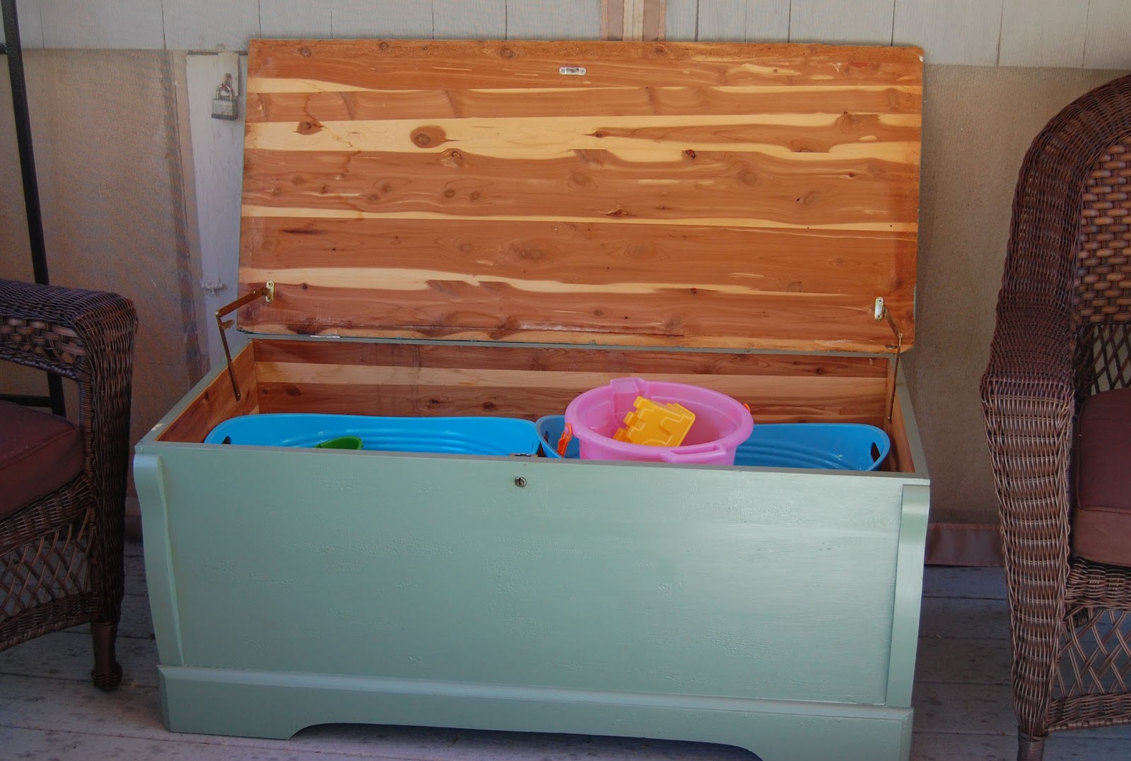 Hooked on Pinterest **SAFETY UPDATE** Cedar Chest Turned Outdoor Toy Chest