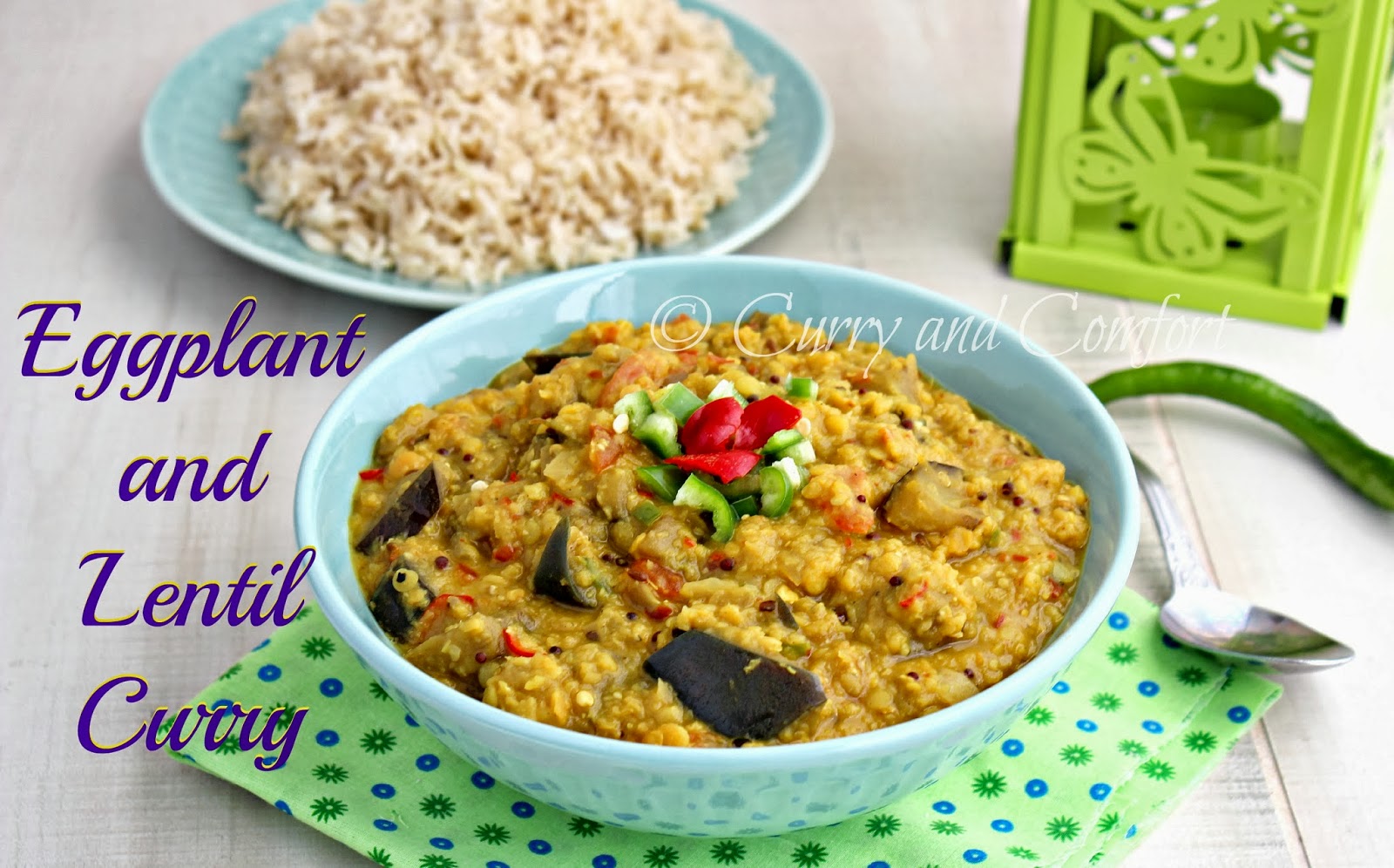Kitchen Simmer Eggplant and Lentil Curry (Vegan)
