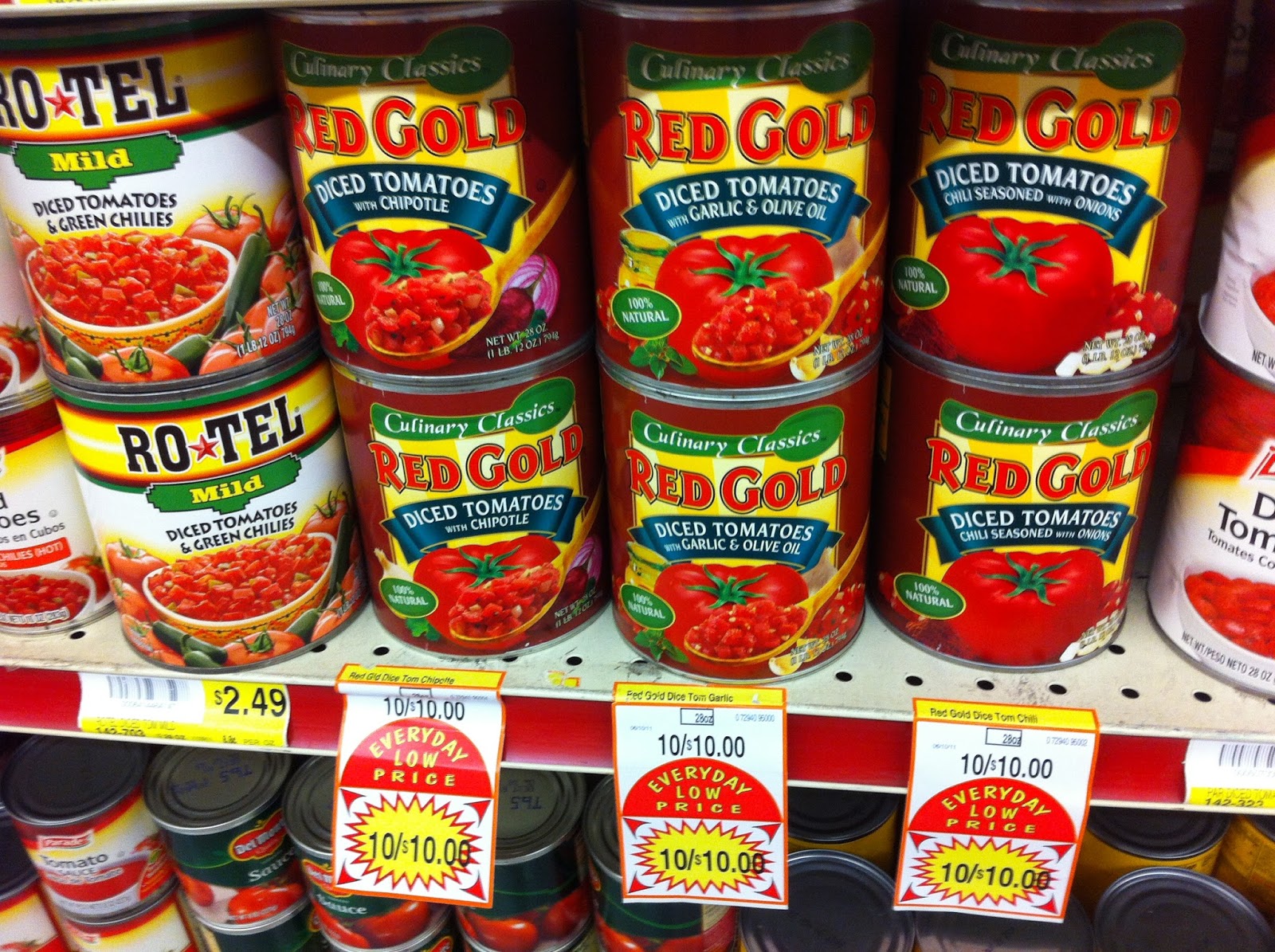 Heart of Texas Coupon Gal David's Supermarket Red Gold Diced Tomatoes 28 oz can (big one