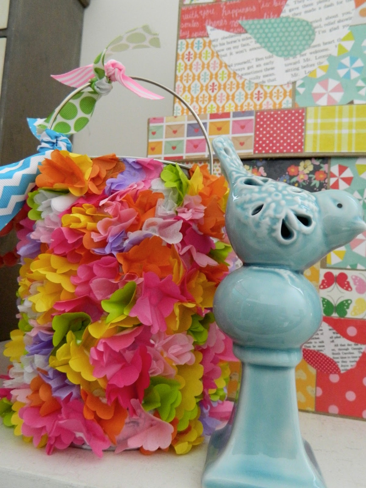 the vintage umbrella Tissue paper May basket
