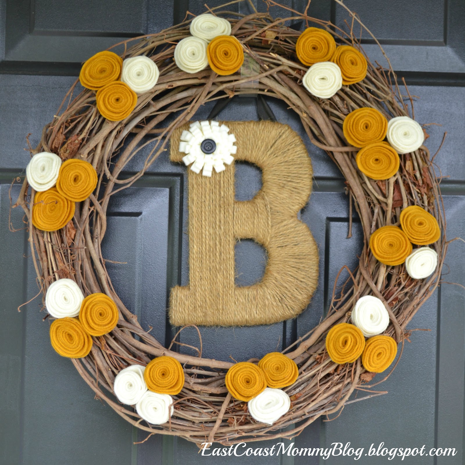 East Coast Mommy Fall Wreath {with Monogram}