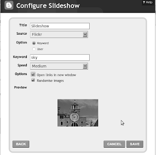 configure flickr slideshow on blogger