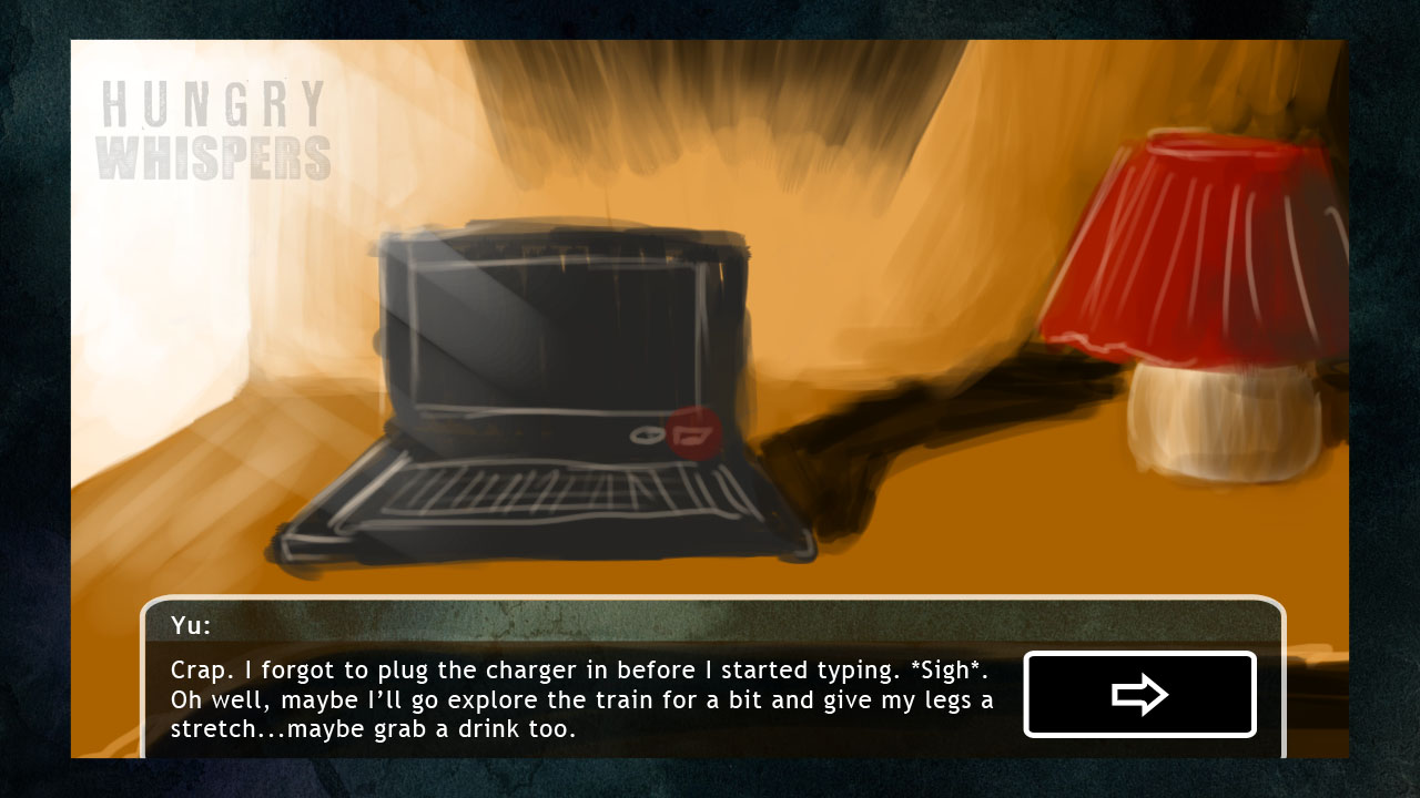 Hungry Whispers Game dialogue interface + example of 'game cutscene'