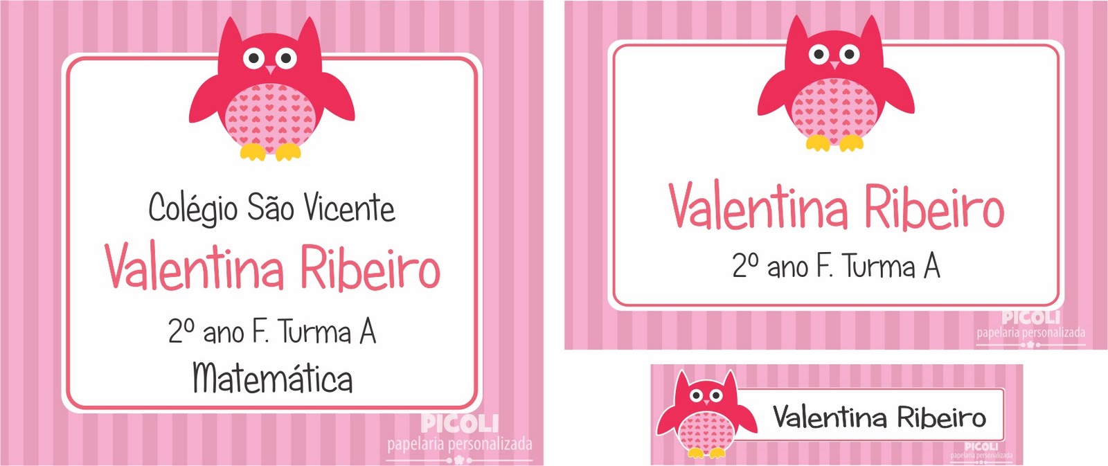 Etiquetas organizadoras escolar meninas PICOLI Papelaria Personalizada: Etiquetas Escolares Meninas