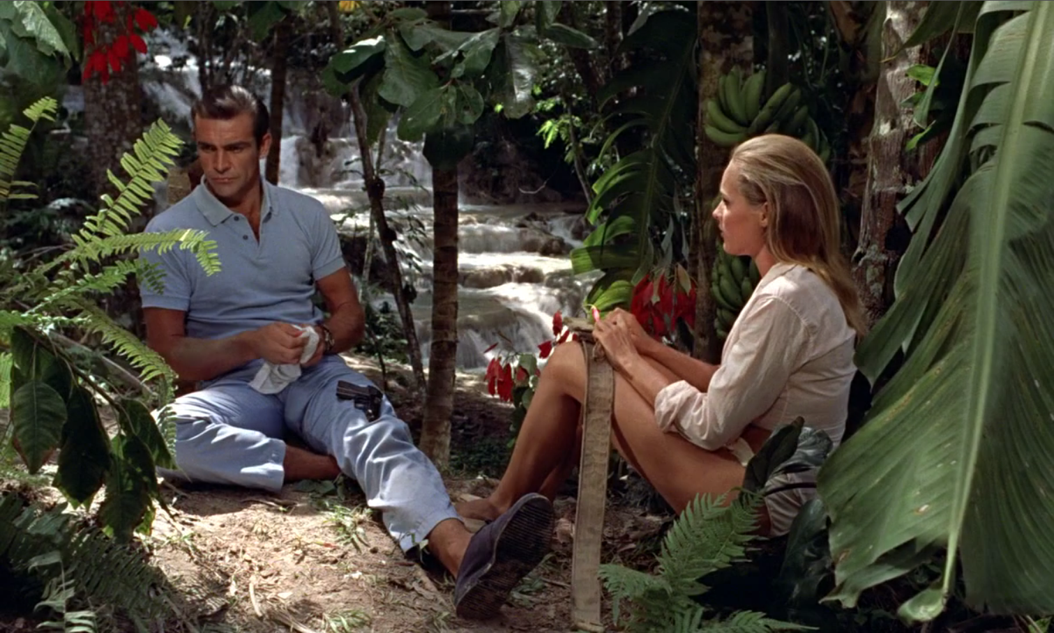 Crab Key Island Wear A Light Blue Polo in Dr. No Bond Suits