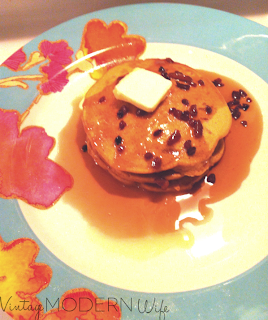 Pumpkin Pecan Pancakes with Whiskey Pecan Syrup by The Vintage Modern Wife www.thevintagemodernwife.com