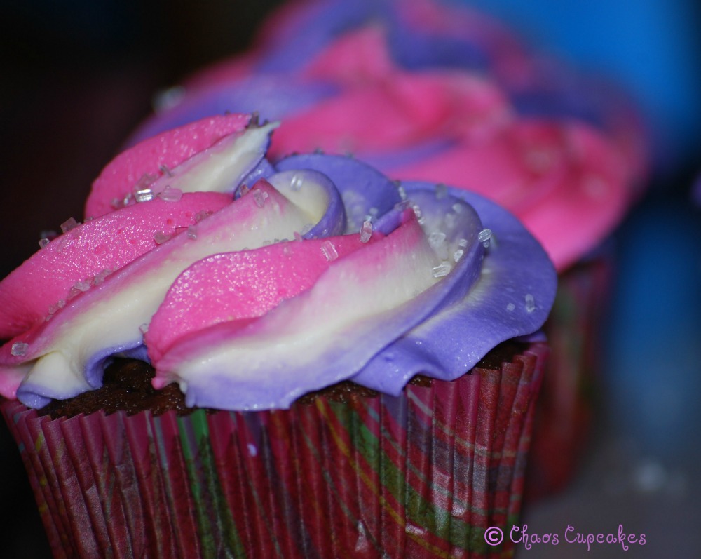Chaos Cupcakes Pink and Purple Cupcakes