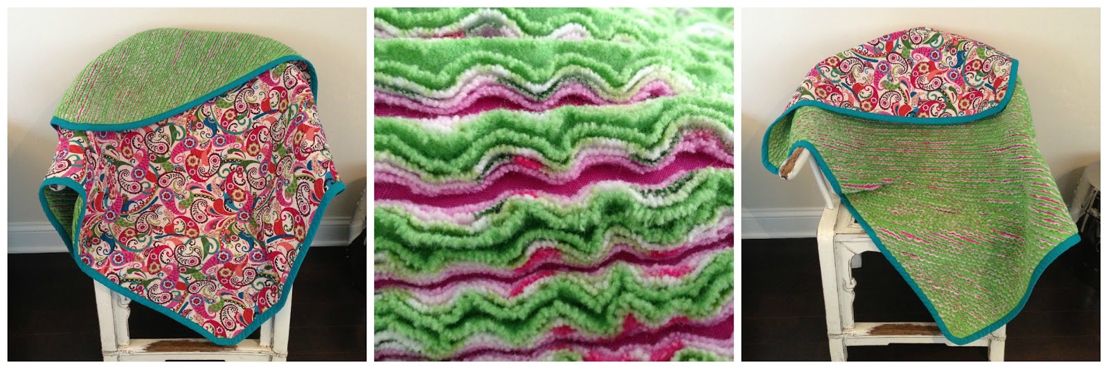 Muckety Mucked Sewing Reveal Hand Cut Chenille Blanket