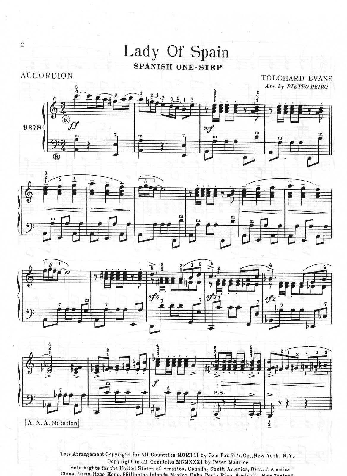 Eric Stefani Music Blog Accordion Music to "Lady of Spain"