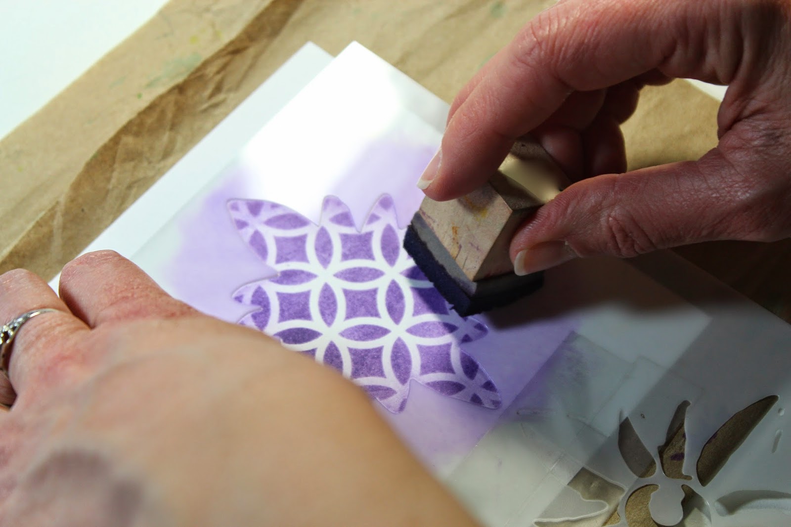 Club Scrap Creates Double Stenciling with Geometrics