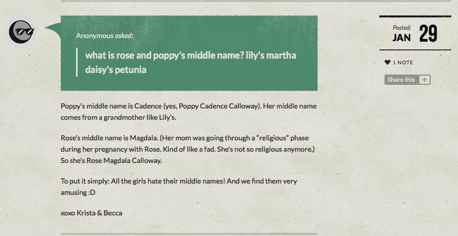 Rose and Poppy Middle Name
