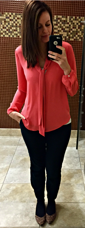 Pinspired Outfits Lately - Coral blouse + leopard flats