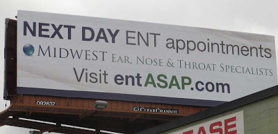 Billboard with headline NEXT DAY ENT appointments