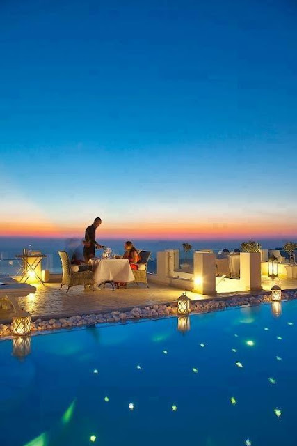 Greece, Santorini, Imerovigli, Above Blue Suites Dining
