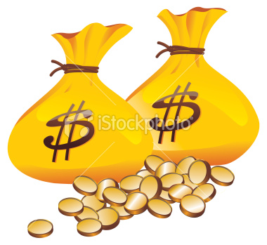 Gold Money Bags and Gold Coins