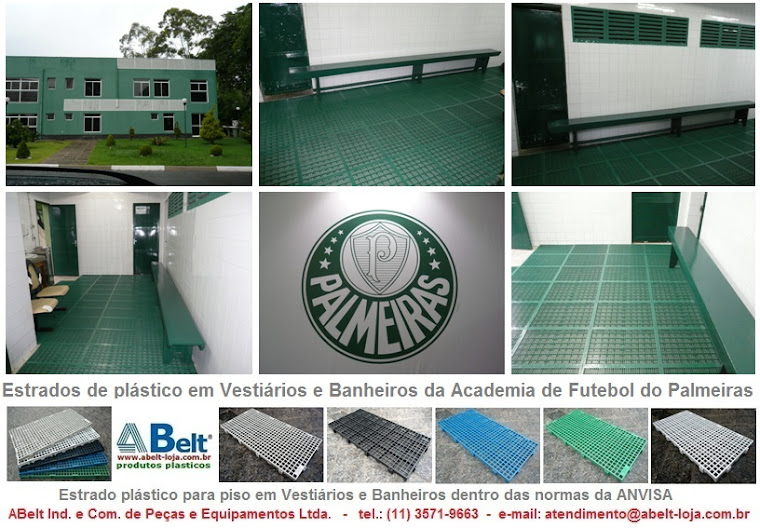 Estrados de plástico em Vestiário e Banheiros da Academia de Futebol do Palmeiras