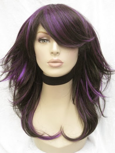The Trendy Looks Of Dark Hair With Purple Highlights Cute Hair Style
