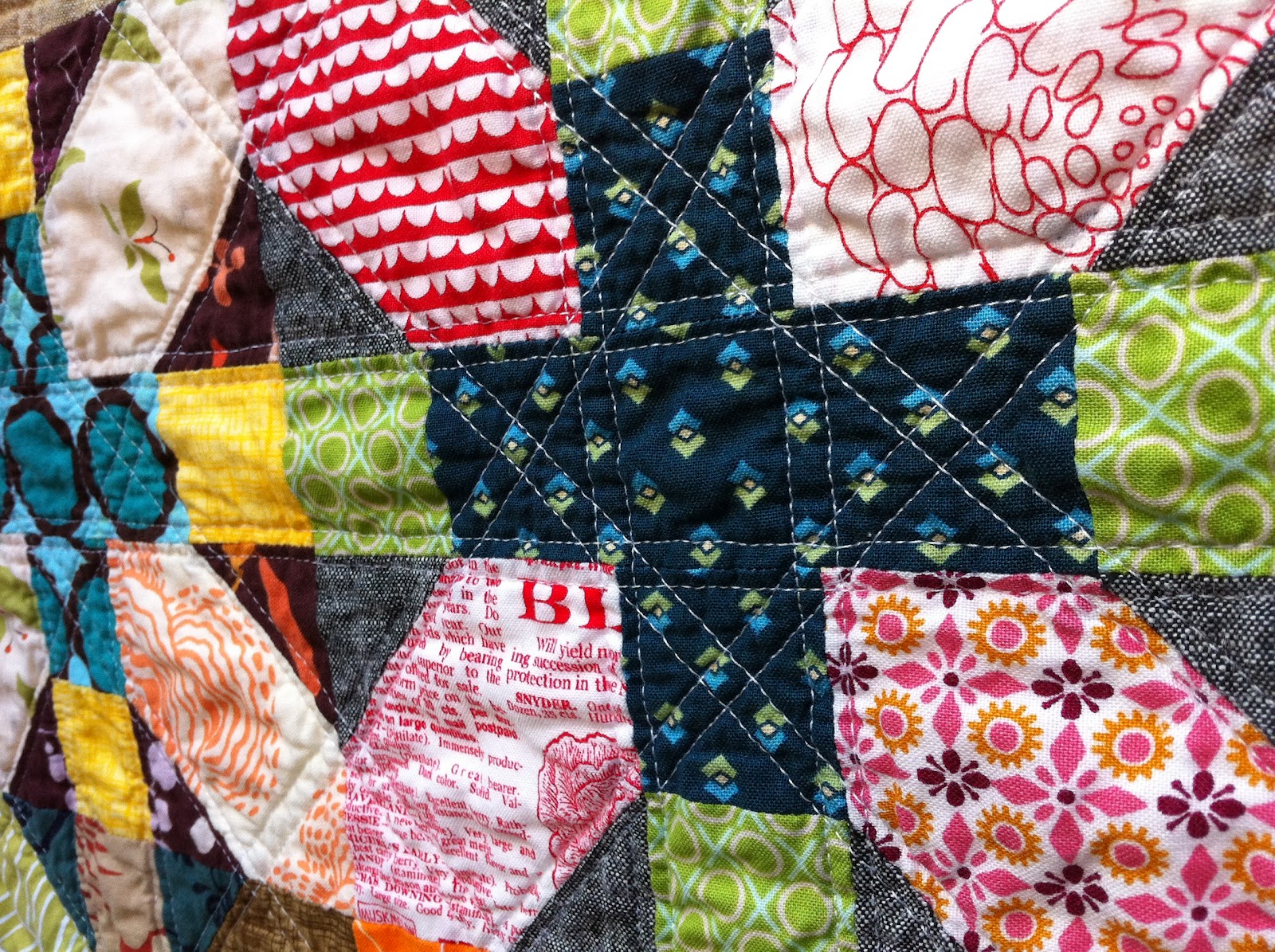 a little gray Japanese x and + Scrappy Quilt Done!